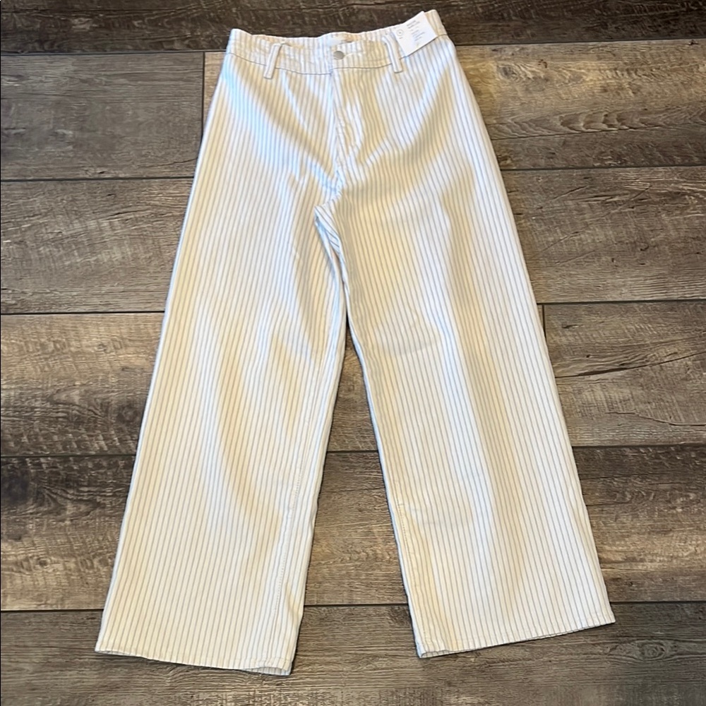 Universal Thread White and Light Gray Striped Wide Leg Jeans